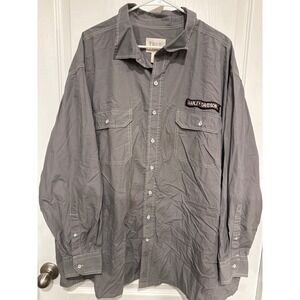 True Nation Men 4XL Gray Button Down Shirt Harley-Davidson Patch Contrast Stitch